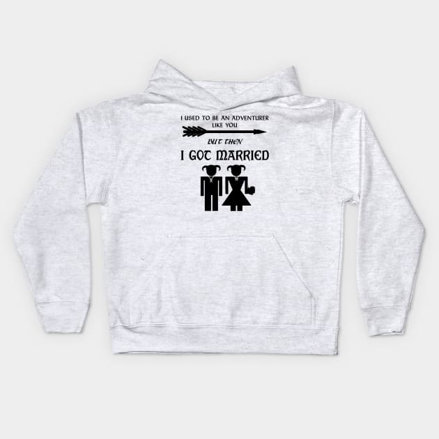 But Then I Got Married (Black) Kids Hoodie by Graograman